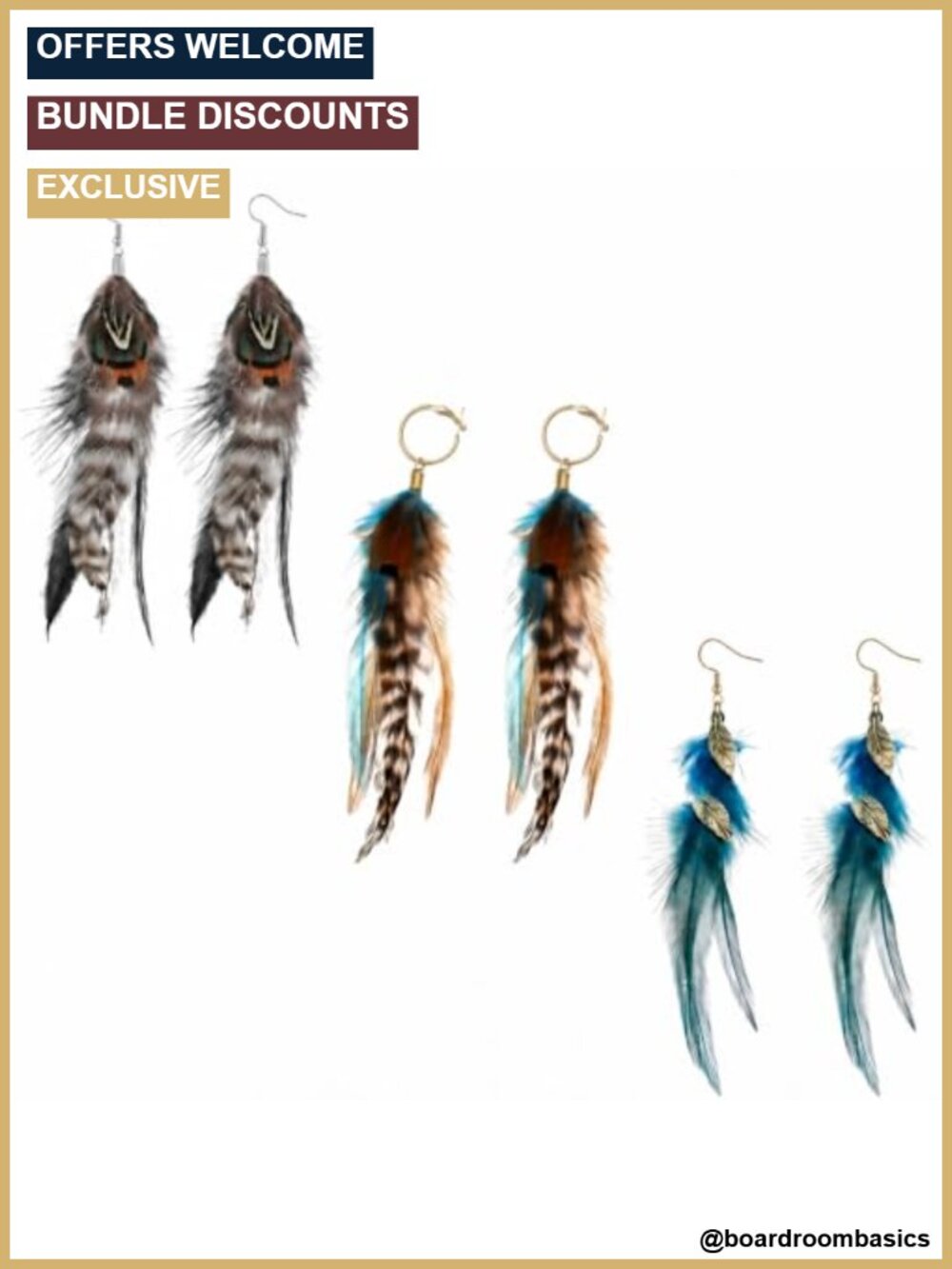 FRESHME Boho Feather Dangle Earrings Set Bohemian Festival Jewelry